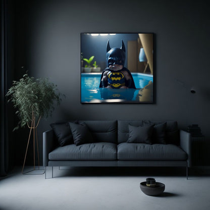 Cute Little Batman Figure - Premium Canvas Prints