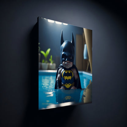 Cute Little Batman Figure - Premium Canvas Prints